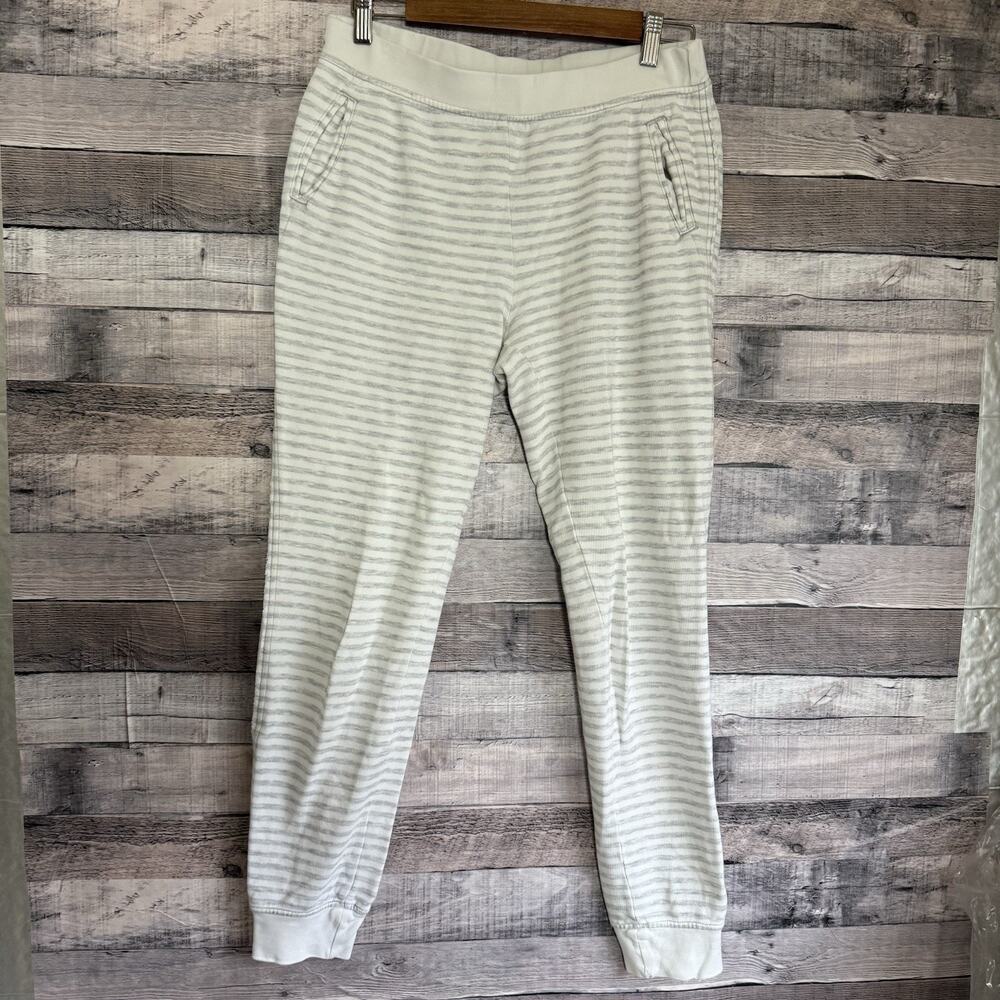 ATM Anthony Thomas Melillo White Gray Striped Super Soft Jogger Lounge Pants L
